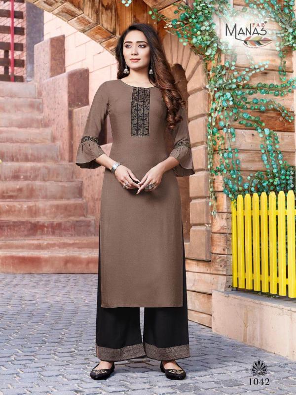 Manas Anishka 6 Rayon Fancy Kurti With Bottom